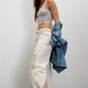 Free People White Moxie Barrel Jean